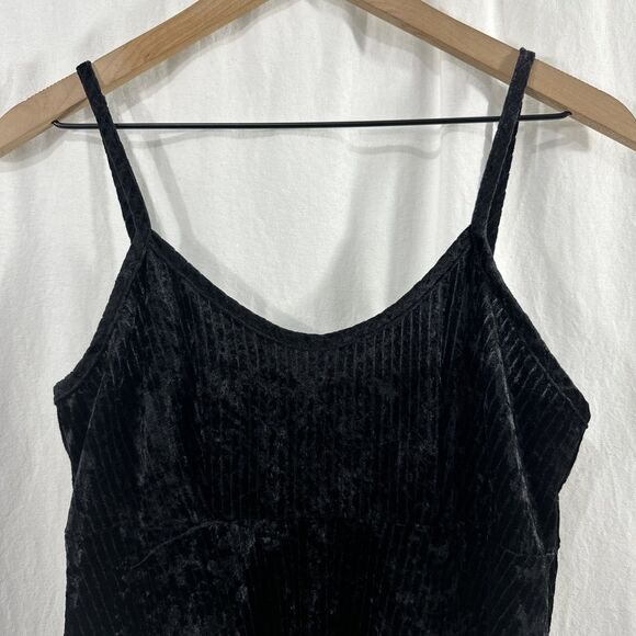 Sostanza Black Velvet Strappy Skater Dark Romantic Babydoll Dress Womens Size L - Picture 4 of 8